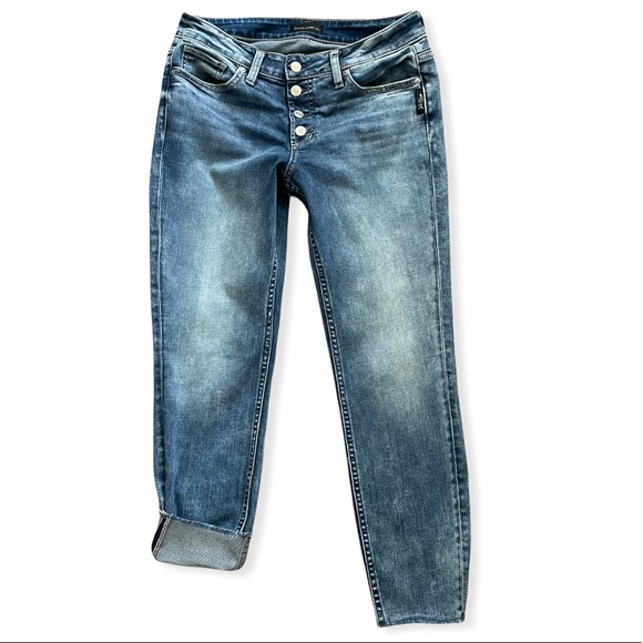 Silver Jeans Denim - Silver Jeans Suki Button Fly Cropped Jean Size 29